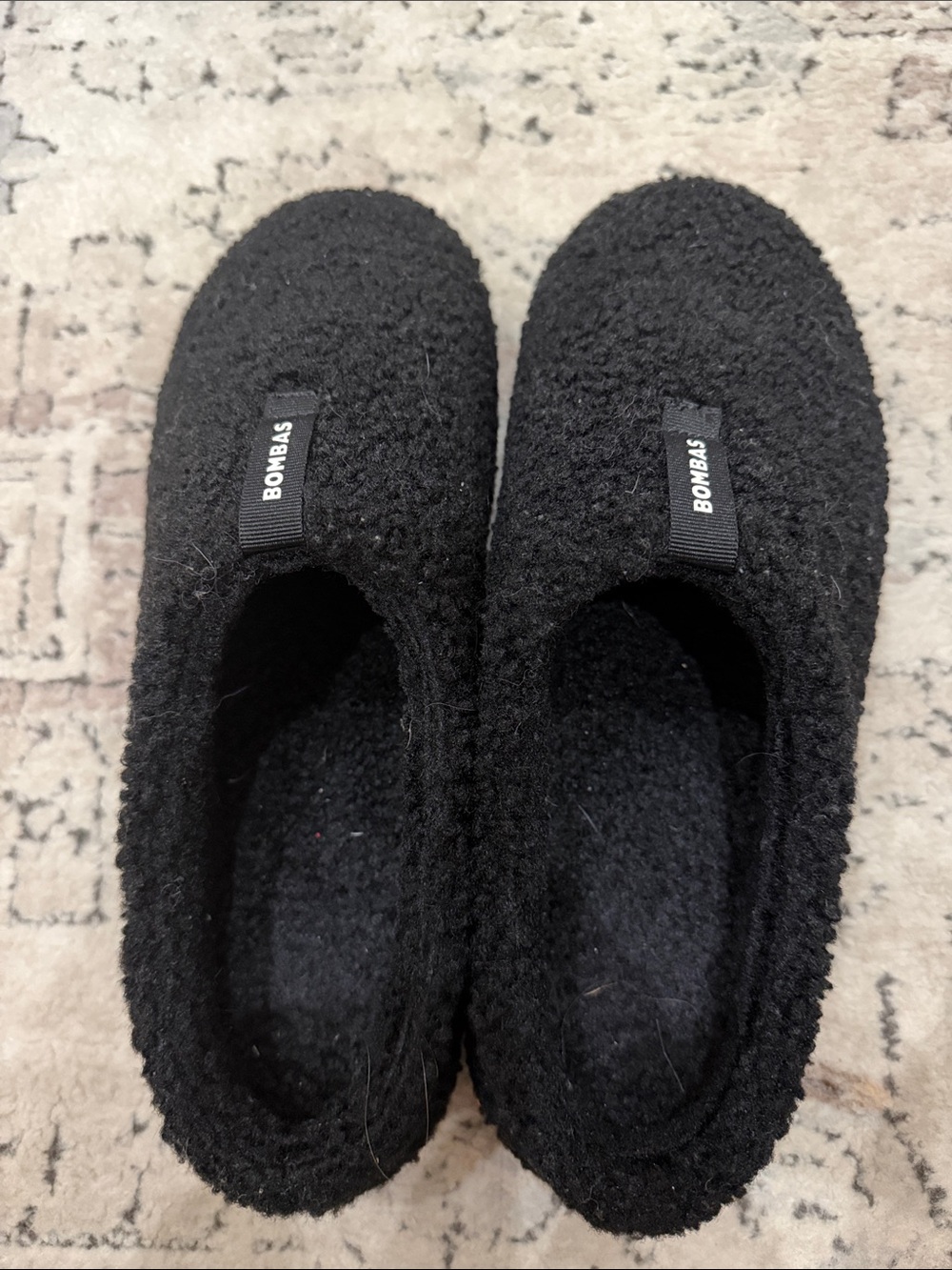 Bombas Black Cozy Wool-Textured Slip-On Loafers